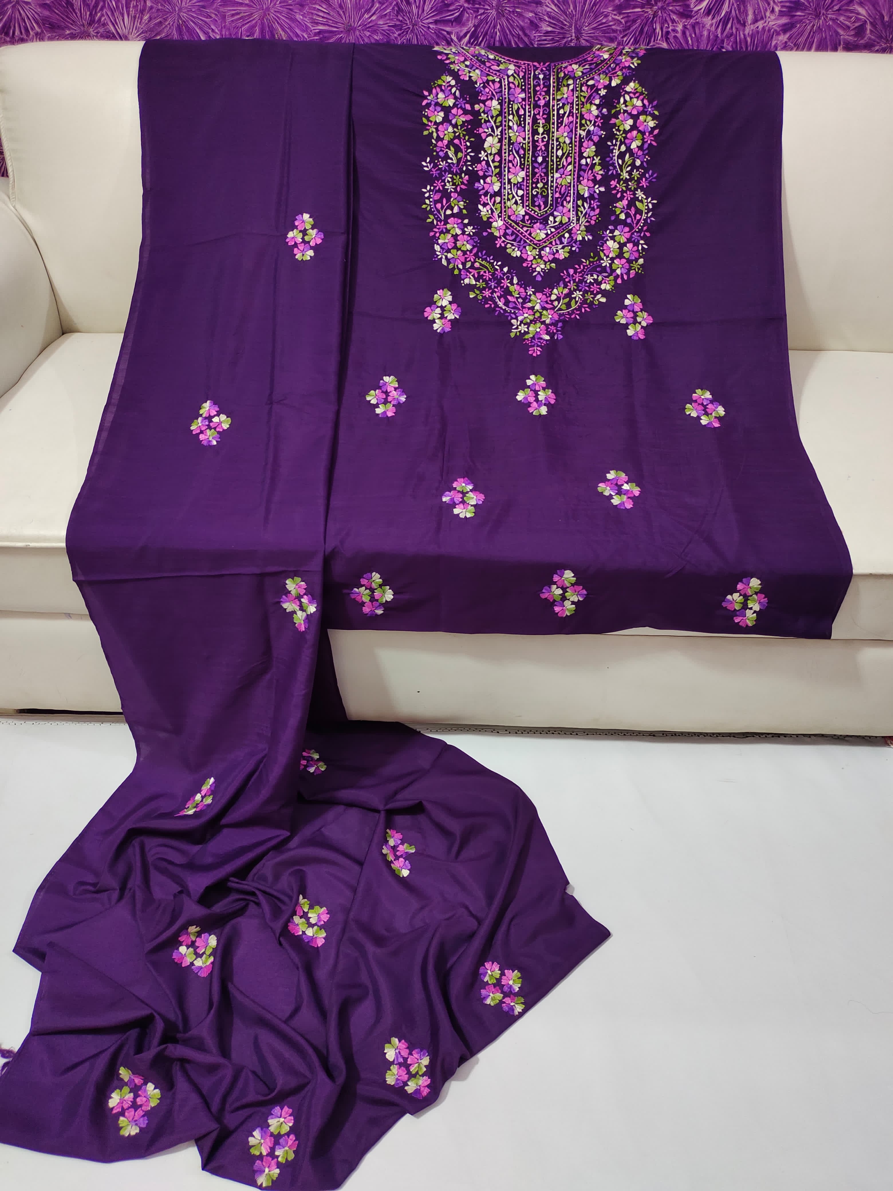 Royal Bloom – Dark Purple Chunri Kundan Gotta Chiffon Set